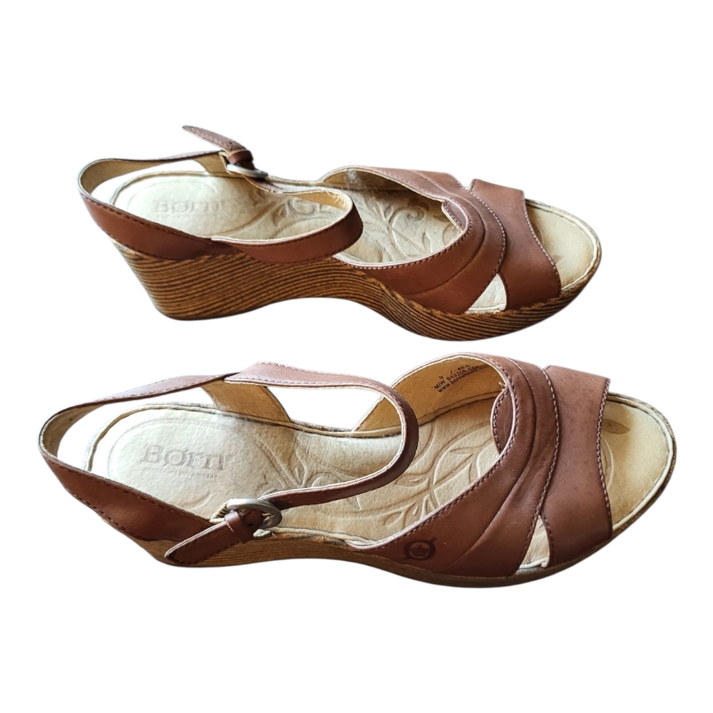Born Women's Brown Wedge Sandals - Size 9